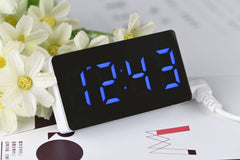 LED Mirror Temperature Indicator Clock, Multi-function Electronic Alarm Clock