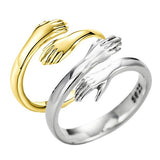 Alloy Simple Hands Hug Ring Opening Adjustable Jewelry